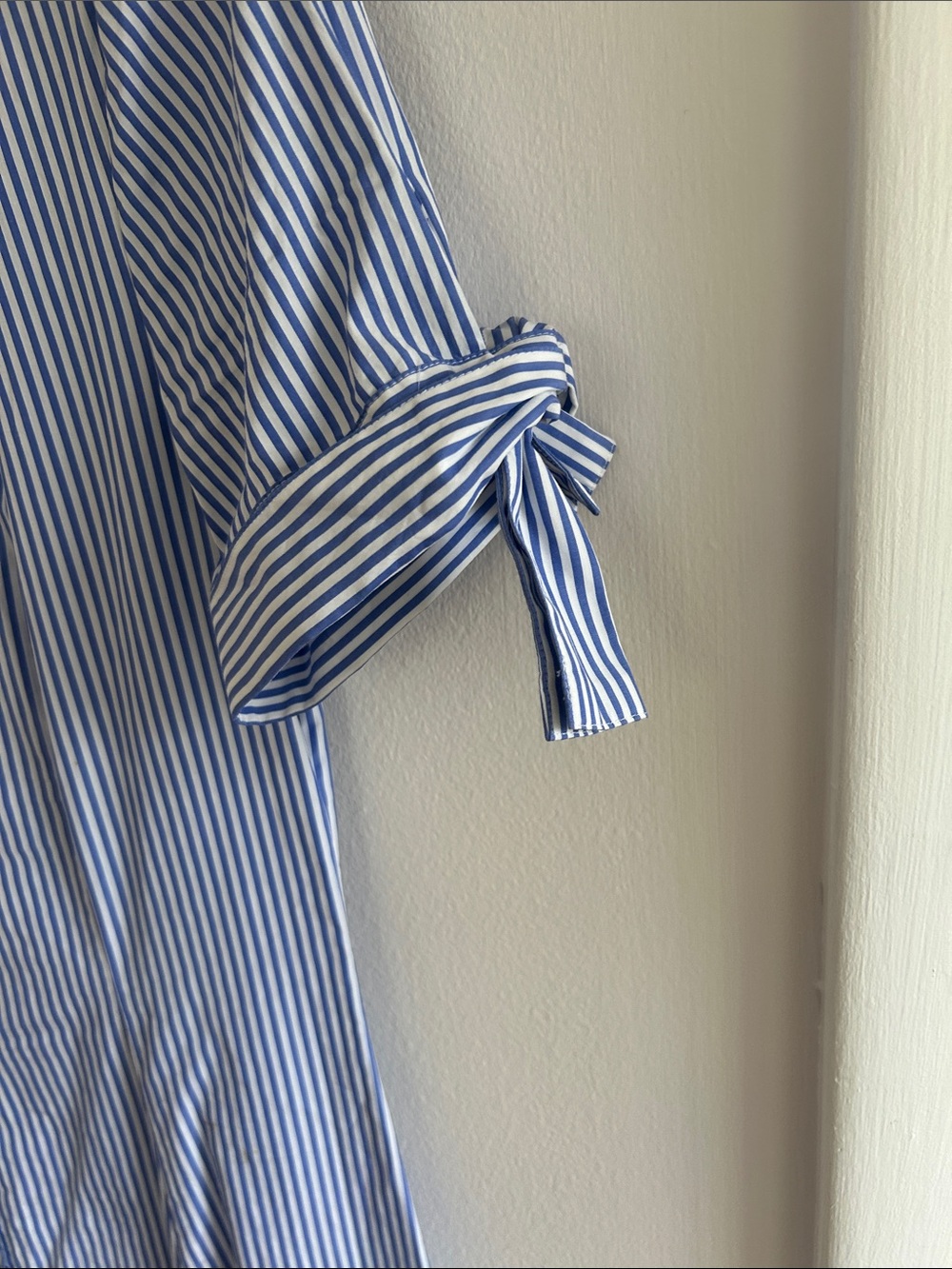 Theory Blue and White Stripe Midi Shirt Dress 6 - Picture 4 of 5